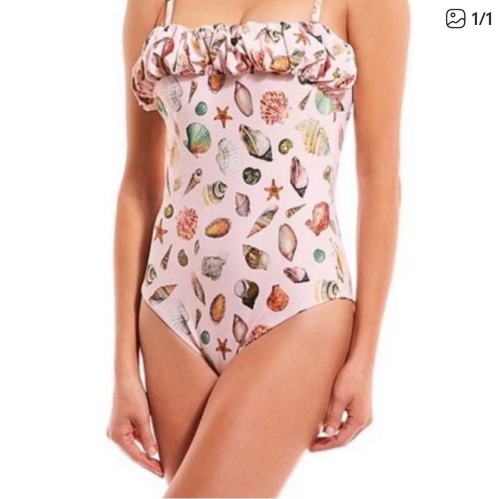 ANTONIO MELANI Pink Seashell Print One Piece Swimsuit